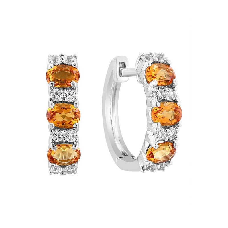 Effy Fine Jewelry Silver 1.15 Ct. Tw. Citrine, White Sapphire Earrings
